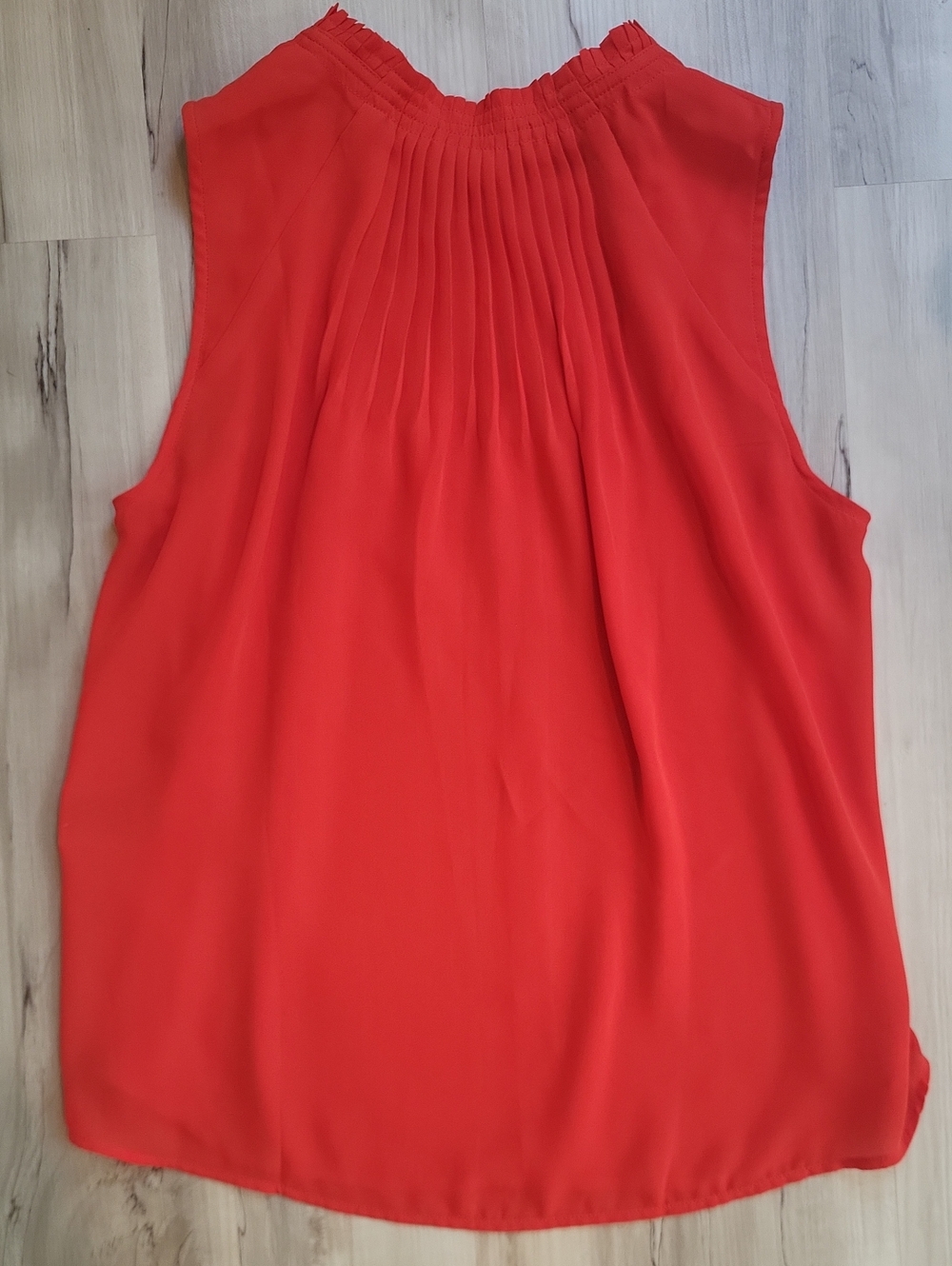Red Pleated Neck Sleeveless Women's Top